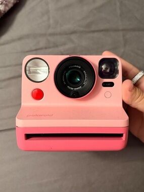Polaroid Pink Instant Camera with Red Shutter Accent